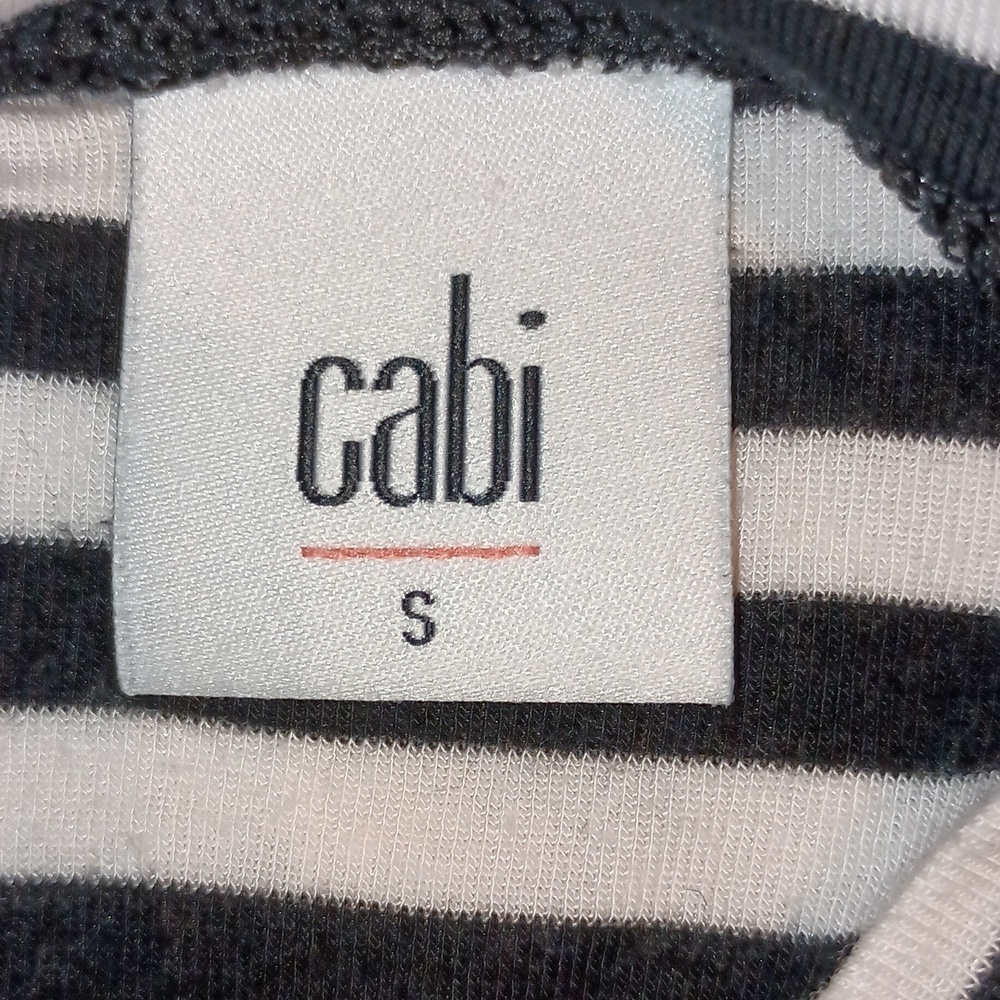 CAbi #5188 Spring Bistro Black/White Striped 3/4 Sleeve Top Size S - Picture 7 of 7